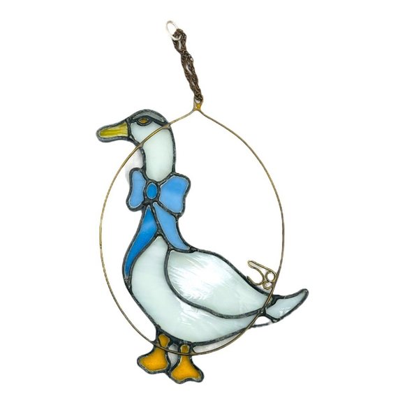 Stained Glass Goose Mother Goose Suncatcher Hanging Window  Stained Glass Mother Goose Hanging Window Decor Vintage